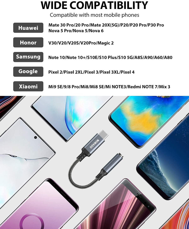[Australia - AusPower] - USB C to 3.5mm Headphone Jack Adapter,NIMASO USB C Headphone Adapter Type C to 3.5mm Aux Audio Cable Cord Compatible with Pixel 4/3/2 XL,Samsung Galaxy S21 S20 Ultra Z Flip S20+ Note 10 S10 S9 Plus G 