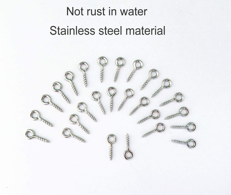 [Australia - AusPower] - IDEALSV (304) Stainless Steel Small Mini Screw Eyes Pin Hook for Jewelry, Cork Bottles,Resin, Bead,300 Pack 0.39x0.16inch Tiny Hook Screws Ring 