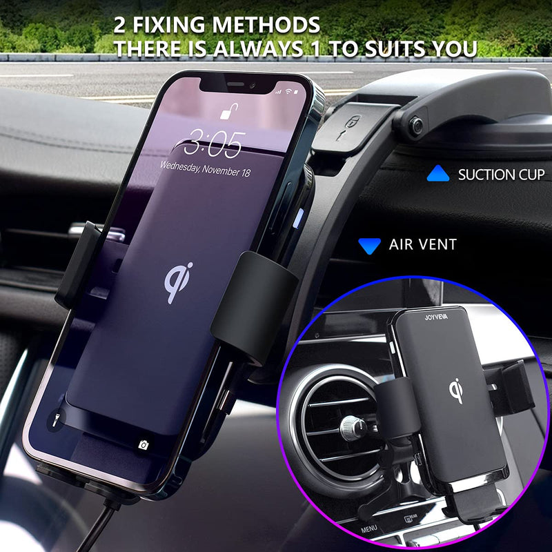 [Australia - AusPower] - JOYVEVA Wireless Car Charger, Fast Charging Auto Clamping Car Mount, Air Vent Dashboard Car Phone Holder for Galaxy S22/S22+/S22 Ultra/Note21 Ultra/S21 iPhone13 Series/12/11/X(with QC3.0 Car Adapter) 