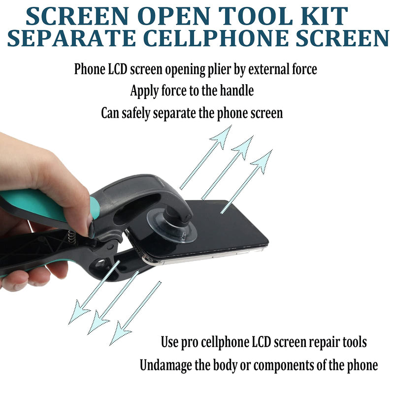 [Australia - AusPower] - 5pcs Electronics Screen Opening Pry Tool Suction Cup Pliers Cleaning Repair Kit W/Metal Spudgers Clean-Cloth Brush LCD Screen Opener for iPhone Samsung Huawei and Other Phones, Tablets,Computers as show 