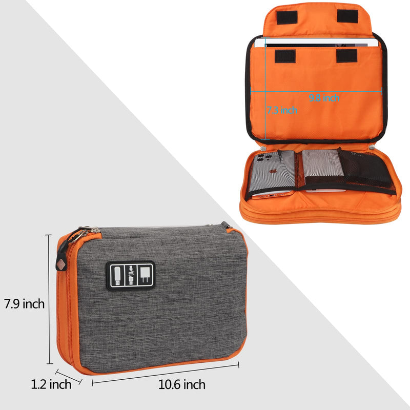 [Australia - AusPower] - FYY Electronic Organizer, Travel Cable Organizer Bag Pouch Electronic Accessories Carry Case Portable Waterproof Double Layers Storage Bag for Cable, Cord, Charger, Phone, Earphone, Large Size-Grey Double Layer-m Grey 