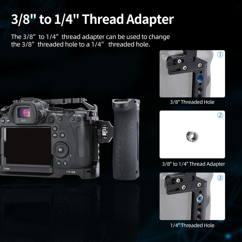 [Australia - AusPower] - Nitze R6 II Cage for Canon R6 Mark II/ R5C/ R5/ R6 Camera with Built-in Cold Shoes, NATO Rail and Arca Quick Release Plate - T-C04A T-C04A Camera Cage 