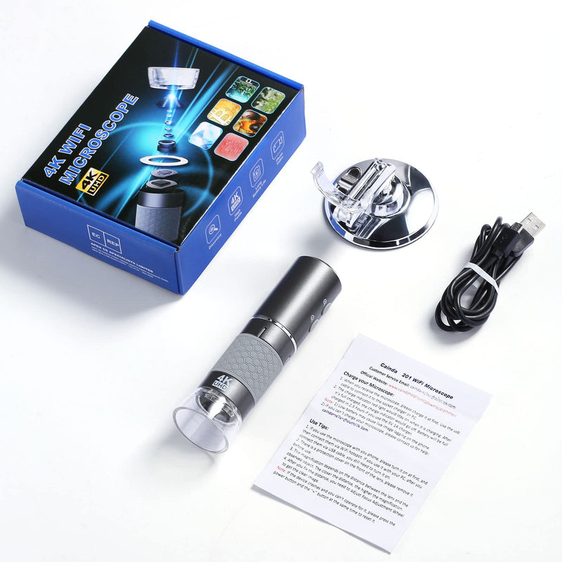 [Australia - AusPower] - Cainda HD 4K 3840x2160P WiFi Digital Microscope Camera for iPhone Android Phone and Windows Mac PC, Wireless Handheld Microscope, Portable Microscope with Stand for Adults and Kids 