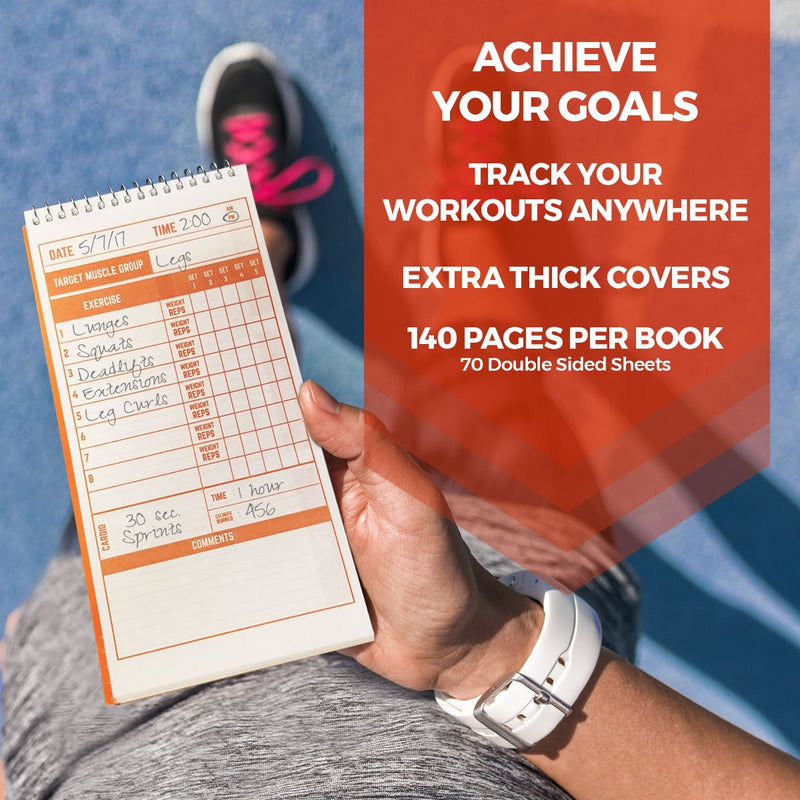 [Australia - AusPower] - Fitness & Workout Notebook - Fitness Tracker Journal, Workout Log, Exercise & Weight Training Notebook Planner, Fitness Tracker Log for Bodybuilding – 4 x 8 Inches, 140 Pages / 70 Sheets (Pack of 3) 
