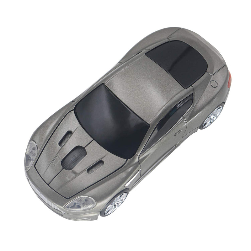 [Australia - AusPower] - ECOiNVA Wireless Sports Car Mouse Laptop Desktop Mouse Computer Optical Mice 2.4GHz USB Mouse (Gray) Gray 
