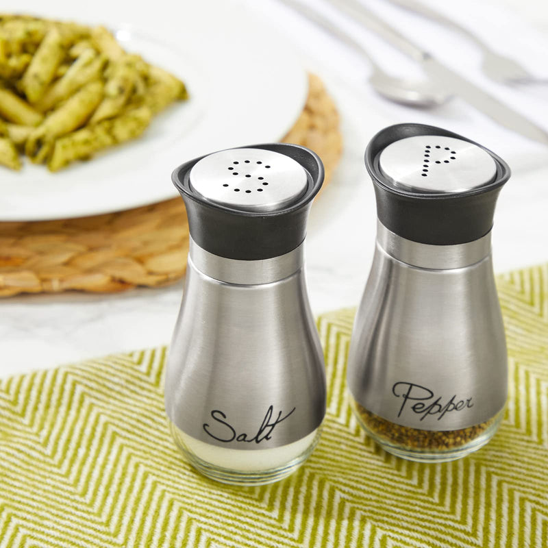 [Australia - AusPower] - Juvale Salt and Pepper Shakers Set, Stainless Steel and Glass Dispenser (4oz) 