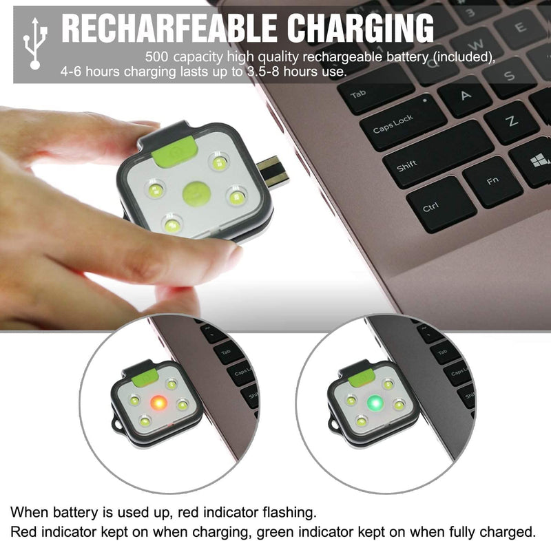 [Australia - AusPower] - Running Light, 2Pack Reflective Safety-Light for Runners, Rechargeable LED Light, Clip On Running Lights with Runners and Joggers for Camping, Hiking, Running, Outdoor Adventure (Cool Black) 