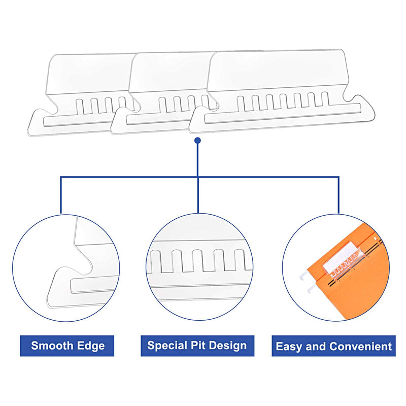 [Australia - AusPower] - File Folder Tabs, 100+200 Sets Hanging File Folder Tabs with Inserts for Hanging Folders, 2 Inch Clear Plastic Hanging File Tabs for Quick Identification 