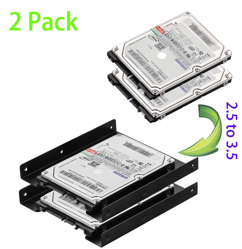 [Australia - AusPower] - SSD Mounting Bracket 2.5 to 3.5 Adapter 2 Pack,Ruaeoda SSD Bracket SSD Tray Adapter 2.5" to 3.5" HDD SSD Hard Disk Drive Bays Holder Metal Mounting Bracket Adapter for PC SSD 