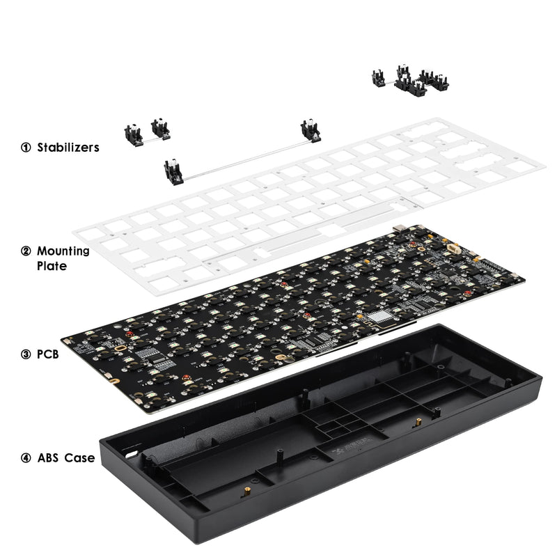 [Australia - AusPower] - GK61X V3 PCB Plate Case for 60% Keyboard Custom Hot Swappable RGB Keyboard DIY Kit with Mute Cotton Wired for 3/5 Pin Switch (GK61X-Lite Black) GK61X-Lite Black 