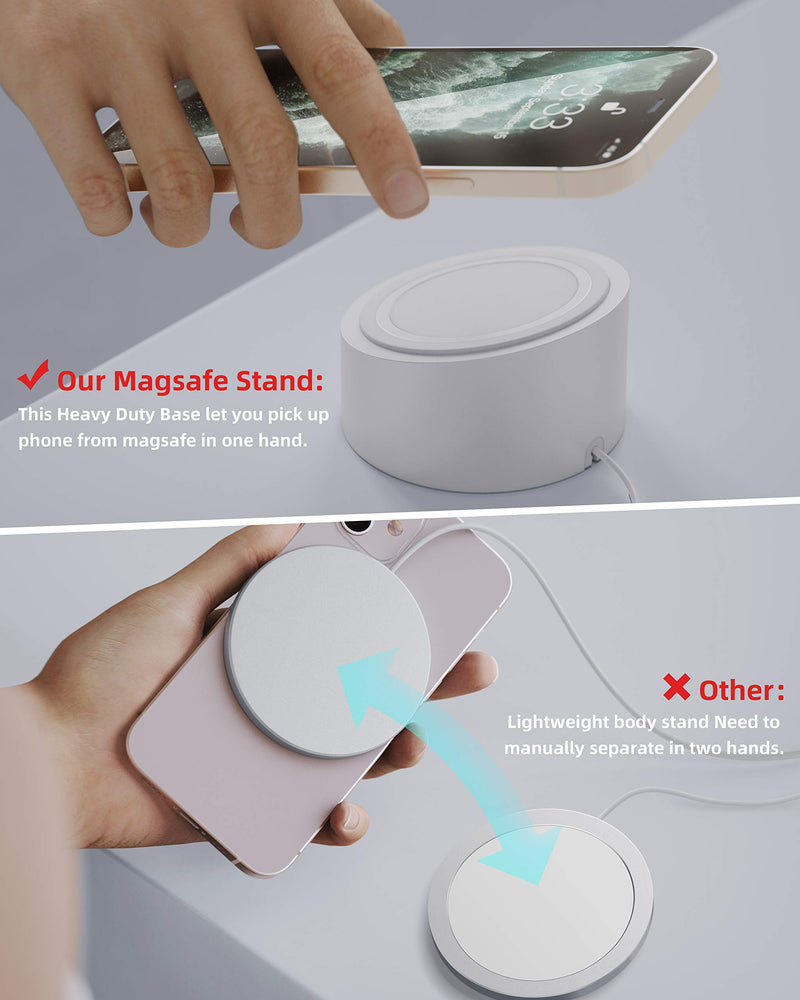 [Australia - AusPower] - Stouchi Mag-Safe Charger Stand Wireless Charging Heavy-Duty Premium Metal Holder Mount Base Desktop Dock for iPhone 13/12 Mag-Safe Magnetic Charger (Not Included Mag-Safe Charger) 