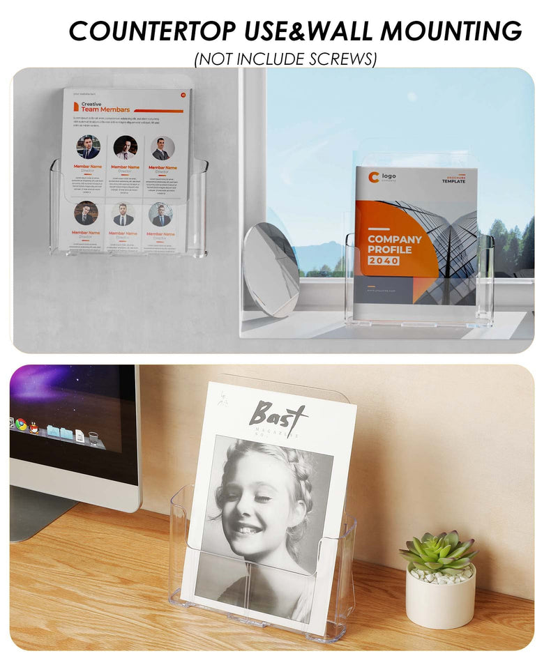 [Australia - AusPower] - KTRIO Acrylic Brochure Holder 8.5 x 11 inches Plastic Acrylic Literature Holders Clear Flyer Holder Rack Card Holder, Magazine, Pamphlet, Booklet Display Stand Trifold Holder Desk or Wall Mount 2 Pack 