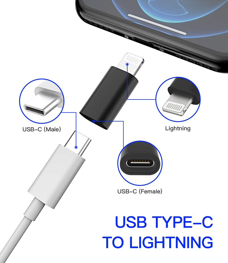 [Australia - AusPower] - 4Pack,USB C Female to Lightning Male Adapter,USB-C to Lightning Adapter,Lightning to USB C,Type C Cable Charger Adaptor for Apple iPhone 12 11 Mini PRO MAX XS XR X SE2 7 8Plus Ipad AIR USBC Charging 