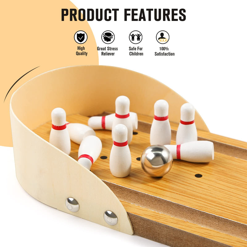 [Australia - AusPower] - 3 otters Mini Bowling Set, Wooden Tabletop Bowling Game Desk Toys Desktop Bowling Home Bowling Alleys, Desk Gifts for Coworkers 