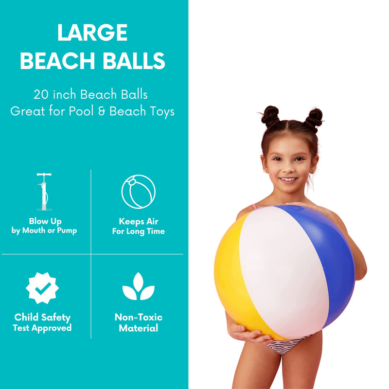 [Australia - AusPower] - Beach Balls [3 Pack] 20" Inflatable Beach Balls for Kids - Beach Toys for Kids & Toddlers, Pool Games, Summer Outdoor Activity - Classic Rainbow Color by 4E's Novelty 