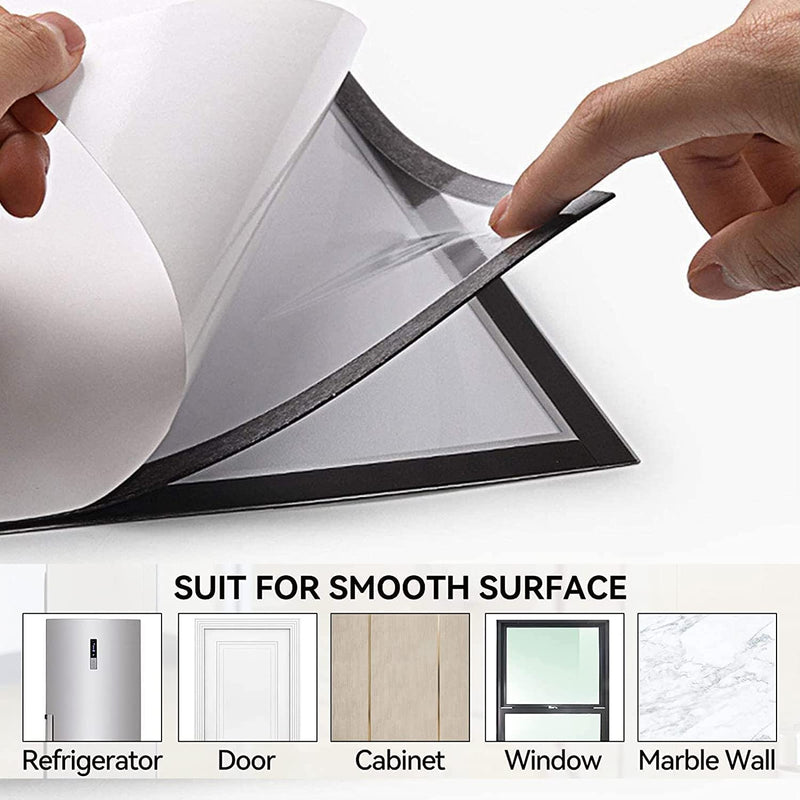[Australia - AusPower] - JIUYE 8.5 x 11 Self Adhesive Magnetic Sign Holder,Dual Sides Transparent Magnetic Window Display Frame for Office/Store/School as Shop Notice Frame/Schedule (8.5"x11" 6Pcs, Silver) 8.5"x11" 6Pcs 