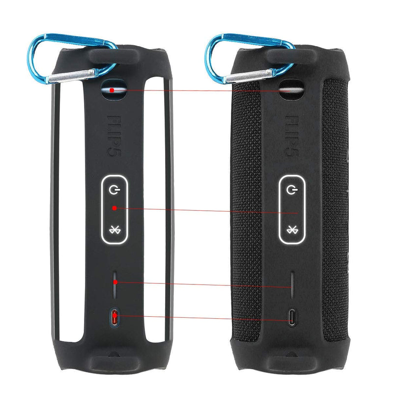 [Australia - AusPower] - co2CREA Silicone Travel Case Replacement for JBL FLIP 5 Waterproof Portable Bluetooth Speaker (Black Case) Black Case 