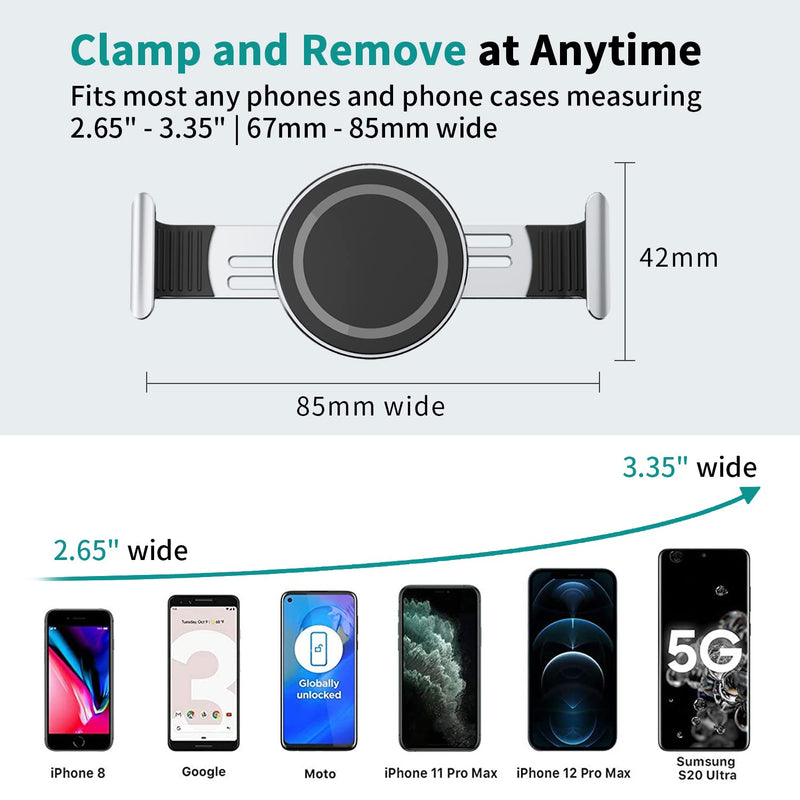 [Australia - AusPower] - Metal Phone Clamp for Magnetic Car Mount [Clip & Remove at Anytime] Metal Phone Clip for All Magnet Car Holder Cell Phone Magnetic Plate Compatible with iPhone 13 Pro Max, Samsung S21 and More -Silver Silver 