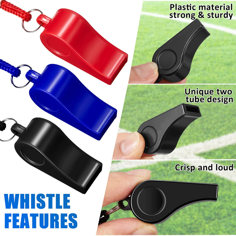 [Australia - AusPower] - Flutesan 48 Packs Whistles with Lanyard Coaches Whistles Sports Whistle for Coach Referees Training Lifeguard School Emergency 