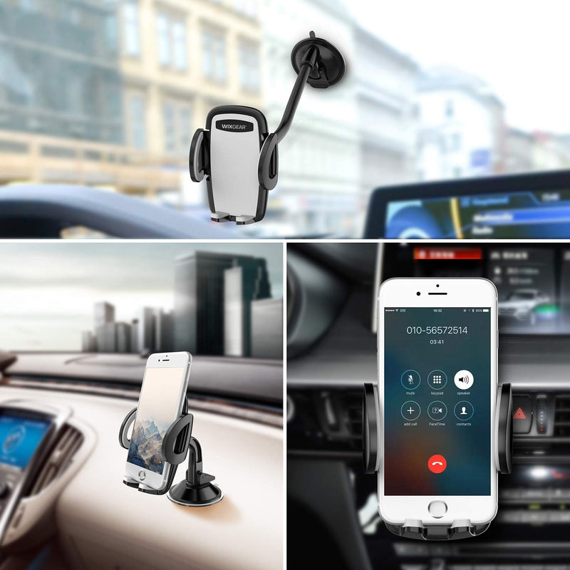 [Australia - AusPower] - WixGear 3-in-1 Universal Car Phone Mount, Phone Holder for Car, Cell Phone Car Mount Air Vent Holder with Dashboard Mount and Windshield Mount for Cell Phones 