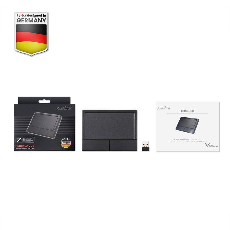 [Australia - AusPower] - Perixx PERIPAD-704 Wireless Touchpad, Portable Track Pad for Desktop and Laptop User, Large Size 4.72x3.54x0.74 inches (Wireless), Black 