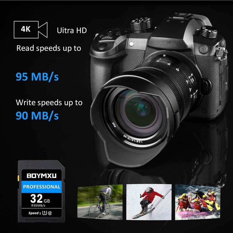 [Australia - AusPower] - 32GB Memory Card, BOYMXU Professional 1000 x Class 10 UHS-I U3 Memory Card Compatible Computer Cameras and Camcorders, Memory Card Up to 95MB/s, Blue/Black 32GB BLUE 