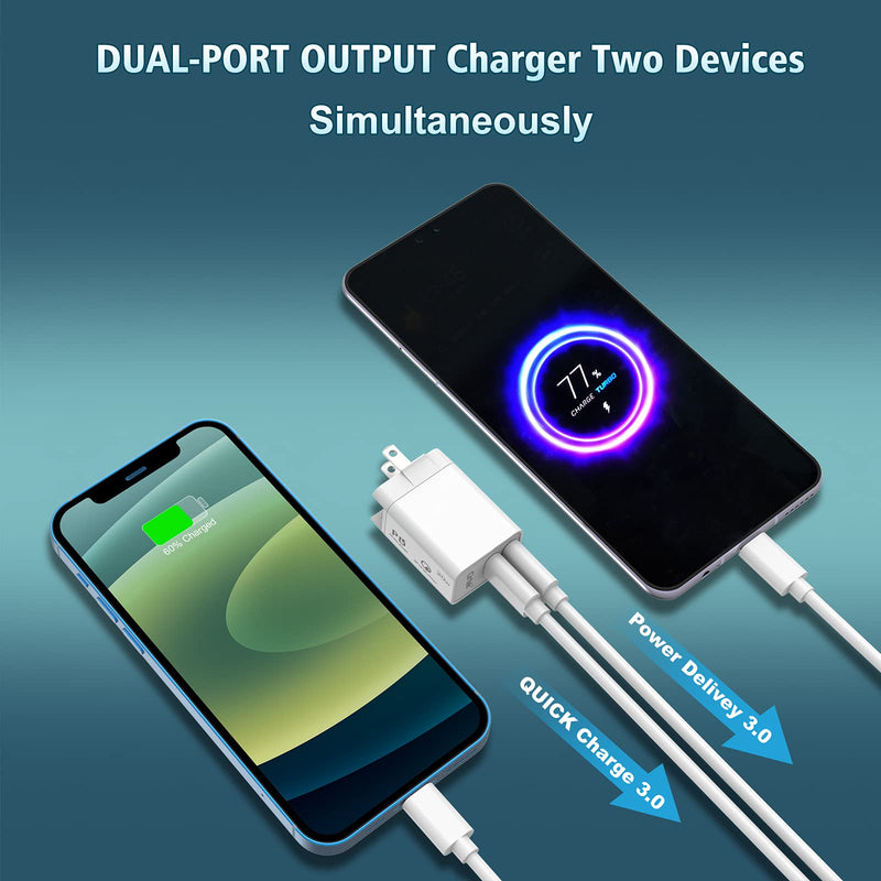 [Australia - AusPower] - 20W USB C Charger, Cirtek Dual-Port Wall Charger Plug PD3.0 Power Adapter Compatible with iPhone 13/12/mini/11/Pro Max/XS/XR/X/8/Plus, Samsung Galaxy 