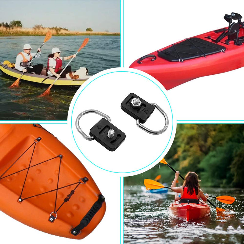 [Australia - AusPower] - Kayak Deck Rigging Kit - Kayak Bungee Cord with Bungee Cord Hooks Fishing Rigging D-Ring Cord J-Hooks with Screws for Kayak Boat Canoe Outfitting Fishing Camping etc Kayak Deck Rigging Kit-Black 