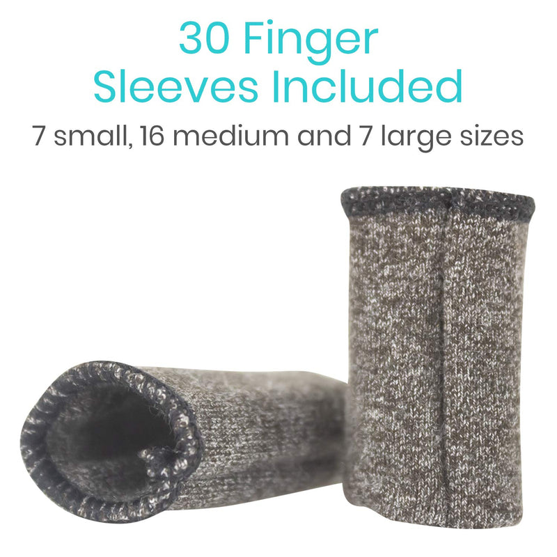 [Australia - AusPower] - Vive Finger Splints For Broken Finger (30 Pack) - Thumb Protectors Support Brace For Gaming, Guitar Players - For Arthritis, Wounds, Sport Injury & Joint Pain - Fabric Guard For Pinky & Index Gray 