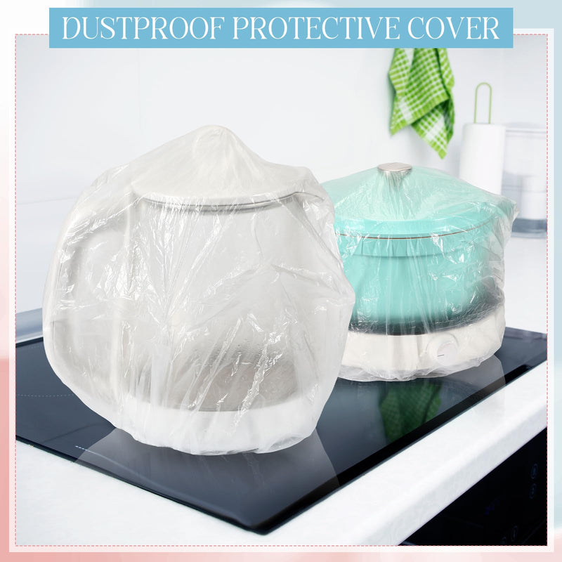 [Australia - AusPower] - Chivertion 100 Pcs Disposable Clear Kitchen Appliance Covers Furniture Dust Cover Dustproof with Elastic for Small Appliance, Toaster Oven, Pressure Cooker, Blender, Air Fryer, 5 Different Sizes 