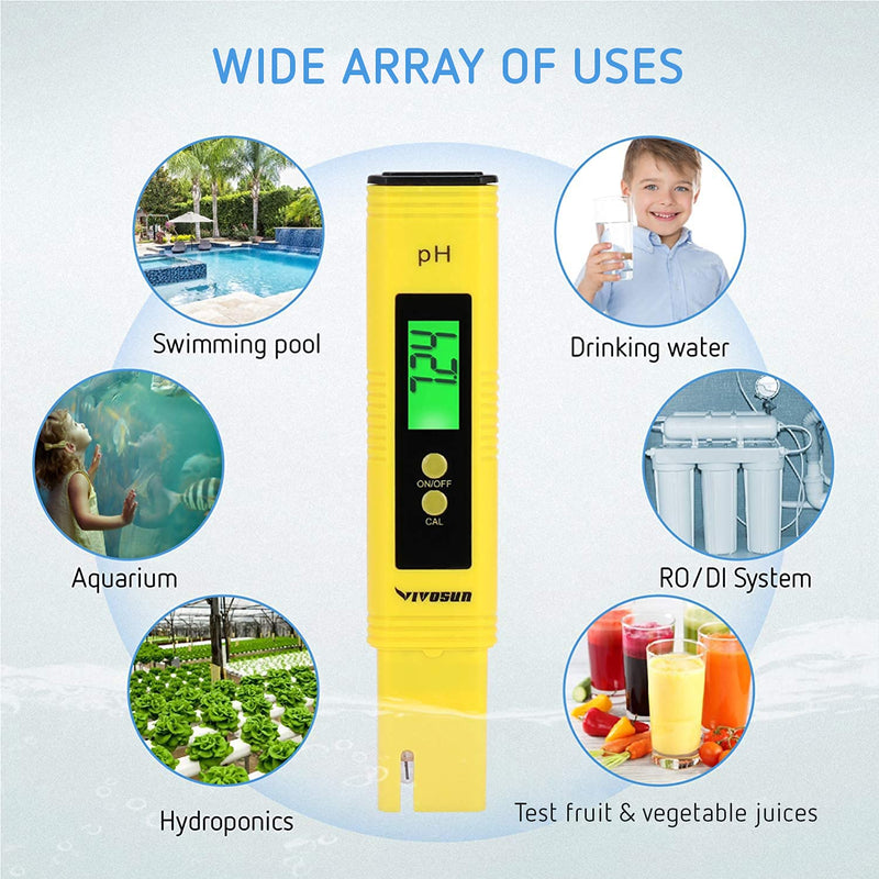 [Australia - AusPower] - VIVOSUN Digital PH Meter for Water, 0.05ph High Accuracy Pen Type PH Tester for Hydroponics, Household Drinking, Pool and Aquarium 