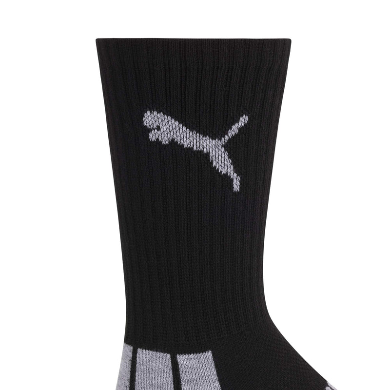 [Australia - AusPower] - PUMA boys 6 Pack Crew Cut Socks 9-11 Black/Grey 