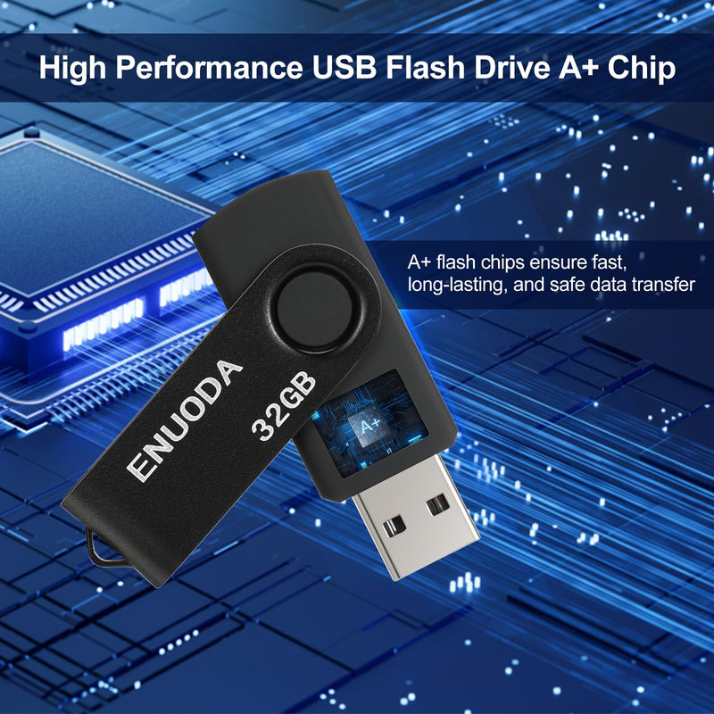 [Australia - AusPower] - 32GB USB Flash Drive 4 Pack ENUODA 32GB Thumb Drives USB 2.0 Memory Stick Jump Drive Pen Drive for Storage and Backup (Black Blue Yellow Red) 32GB-4PACK 
