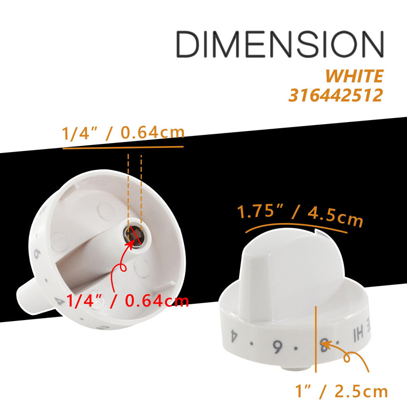 [Australia - AusPower] - GYOFFULL 316442512 Stove Knob Black Gas Oven Range Control Assembly Compatible with Frigidaire, Kenmore, Sears Burner (4PACK) 4 Pieces White 