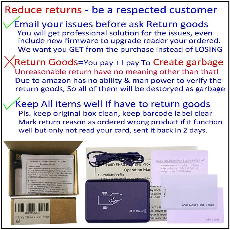 [Australia - AusPower] - RFID Reader 125KHz Reader Reads Both 1326 Family Proximity Cards & EM4100 ID Card USB Reader Emulae Keyboard for Linux Android Win iOS + 2Pcs Card 