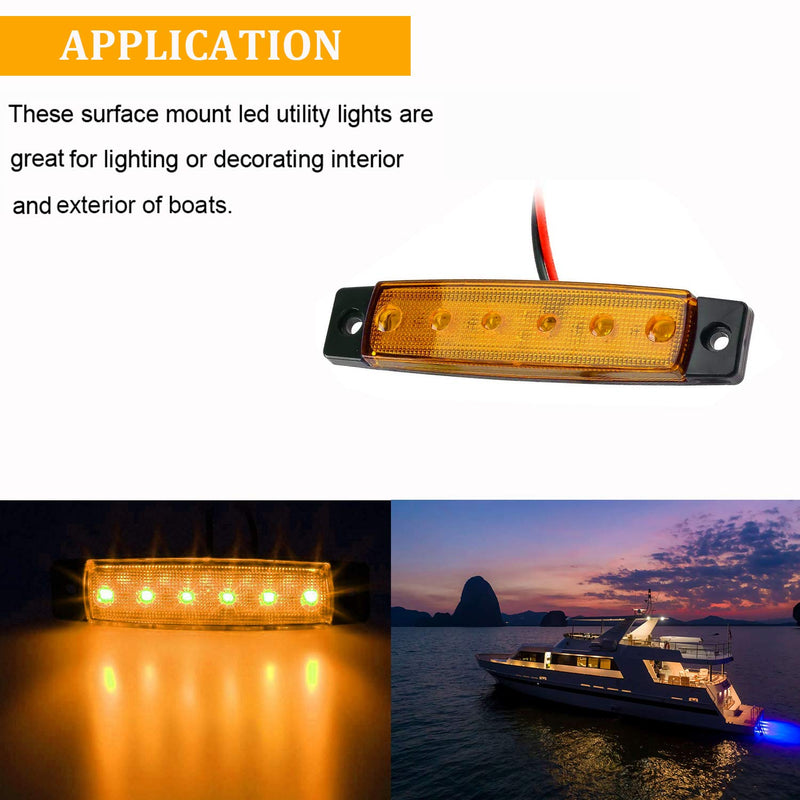 [Australia - AusPower] - PSEQT LED Boat Interior Lights Marine Courtesy Light Strip Deck Transom Cockpit Navigation Lighting Waterproof for Fishing Pontoon Kayak Yacht Sailboat (Blue 10Pcs)… Amber 