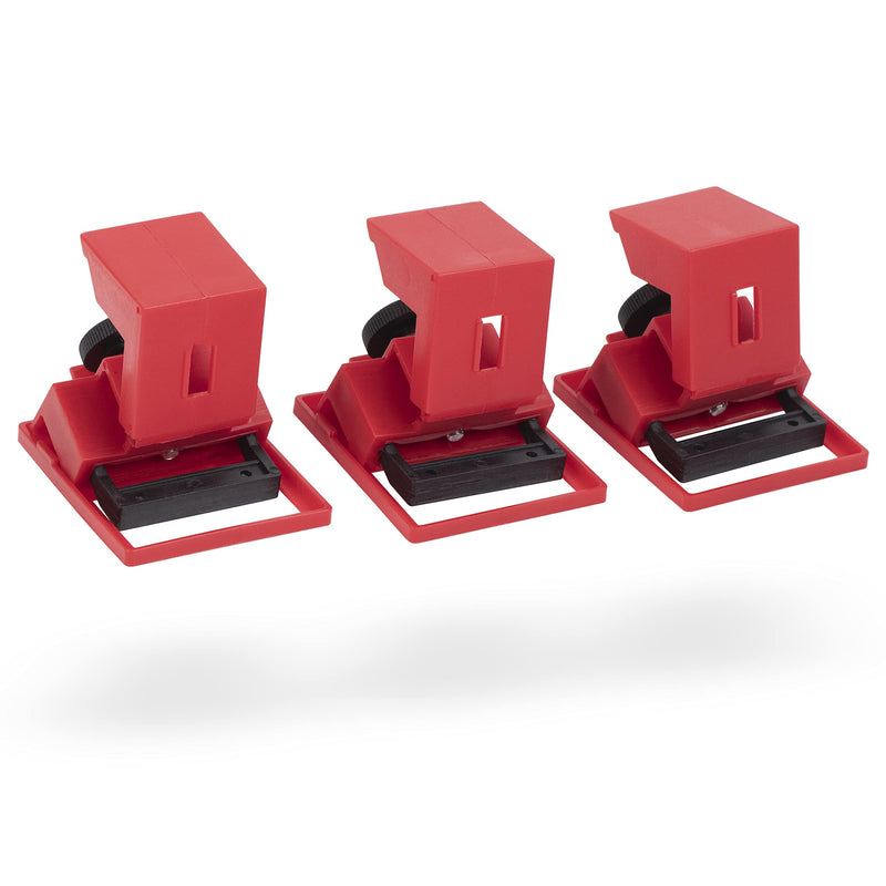 [Australia - AusPower] - TRADESAFE Circuit Breaker Lockout Device, 3 Pack, 480/600 Volt, Clamp-on Single Pole Breaker Lock Out Device, OSHA Compliant, Premium Grade, Large 