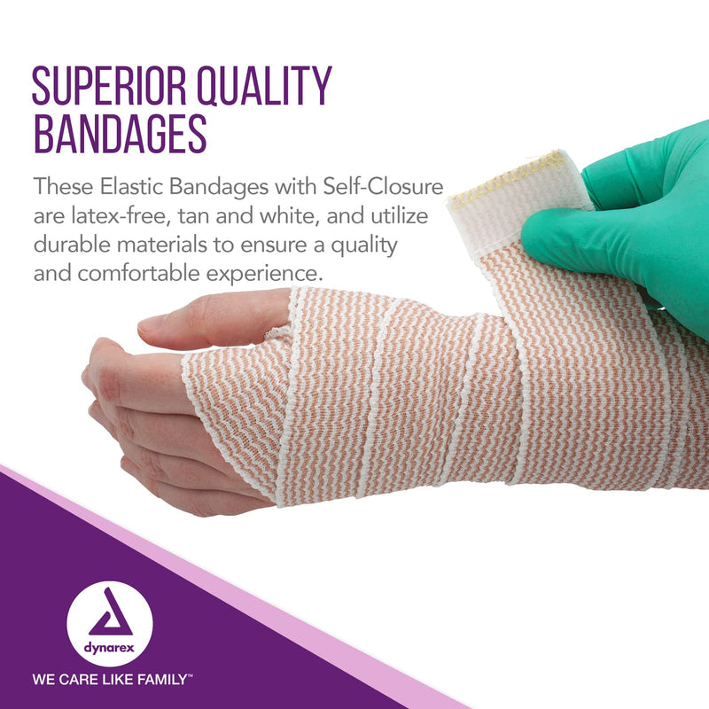[Australia - AusPower] - Dynarex Elastic Bandages with Self-Closure, Outstanding Compression and Stretch, Latex-Free Elastic Bandages with Velcro Closure, 3" x 5 yds., 1 Box of 10 Elastic Wrap Bandages Tan 