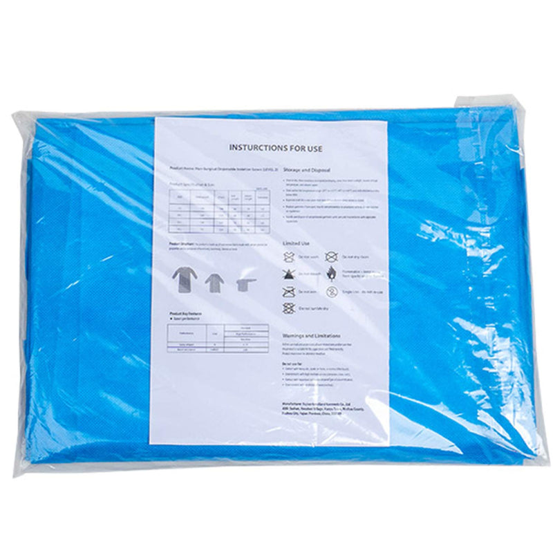 [Australia - AusPower] - Ever Ready First Aid Disposable Isolation Gown Level 2 with Cuff, Non-Surgical, Blue - 10 Count, Indiv, wrapped 
