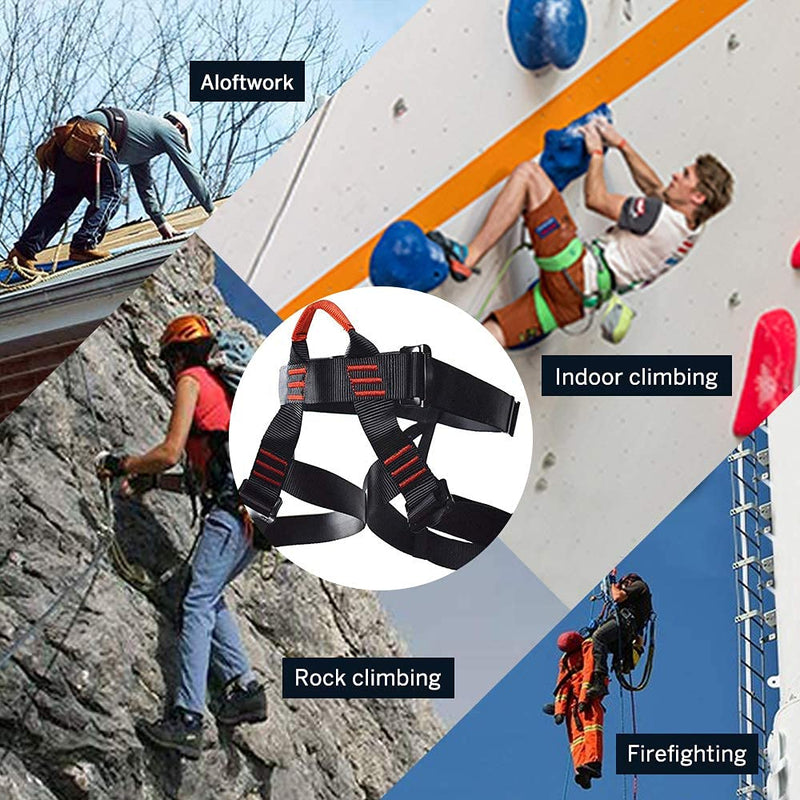 [Australia - AusPower] - NewDoar Adjustable Thickness Climbing Harness, Wider Half Body Harness for Rock Rappelling Fire Rescuing Tree Climbing Gear Black 