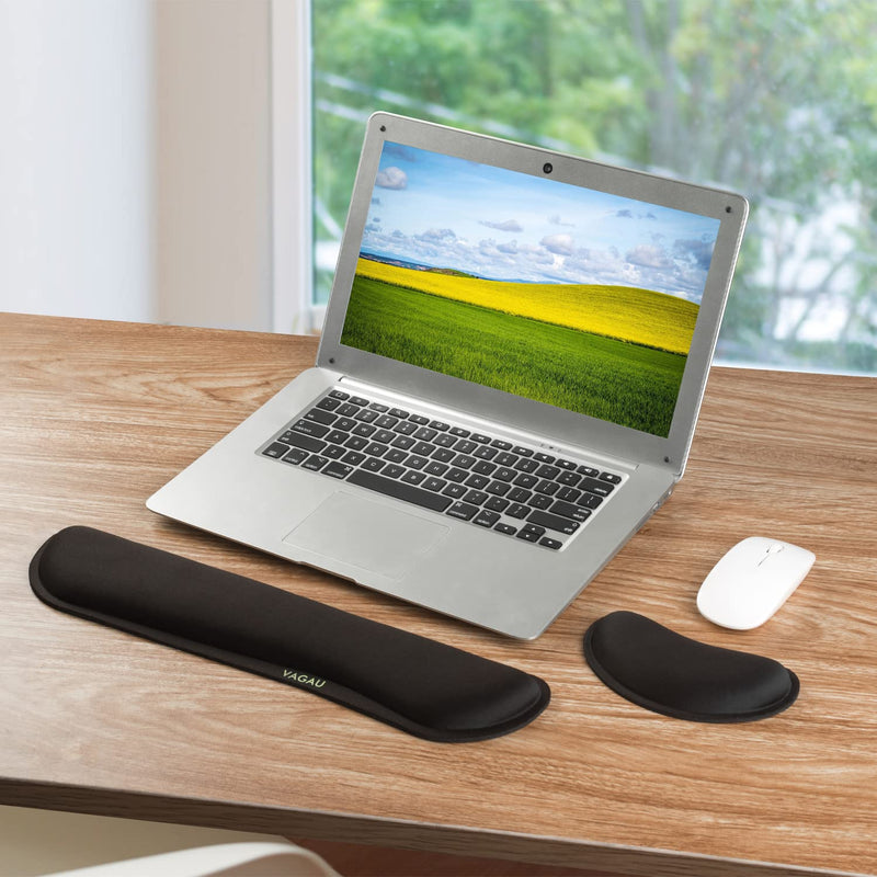 [Australia - AusPower] - VAGAU Premium Memory Foam Keyboard and Mouse Wrist Rest Pads Set- for Comfortable Typing &Wrist Pain Relief(Pack of 2) Wider 