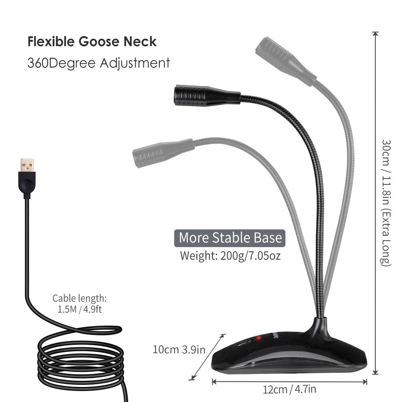 [Australia - AusPower] - USB Computer Microphone with Mute Button,Plug&Play Condenser,Desktop, PC, Laptop, Mac, PS4 Mic LED Indicator -360 Gooseneck Design -Recording, Dictation, YouTube, Gaming, Streaming(Omnidirectional) 