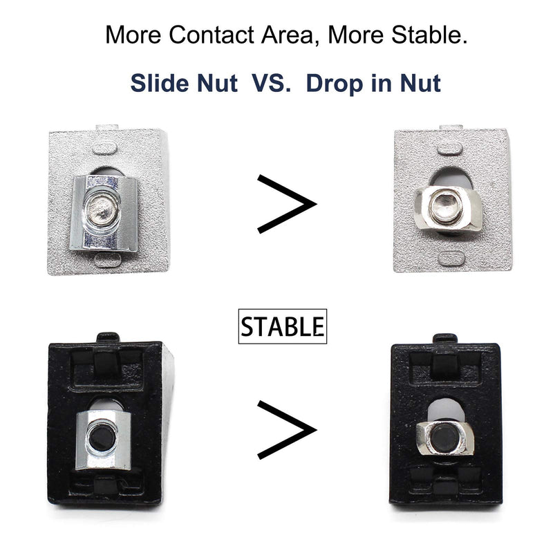 [Australia - AusPower] - 1" x 1" 1010 Series Aluminum Extrusion Profiles Fastener T-Solt Connector Set, 10pcs Corner Bracket with T Slide Nuts Hex Screw Bolt Used on 1 Inch x 1 Inch Extrusion Profiles Rail 10Set Bracket with Screw Nut 