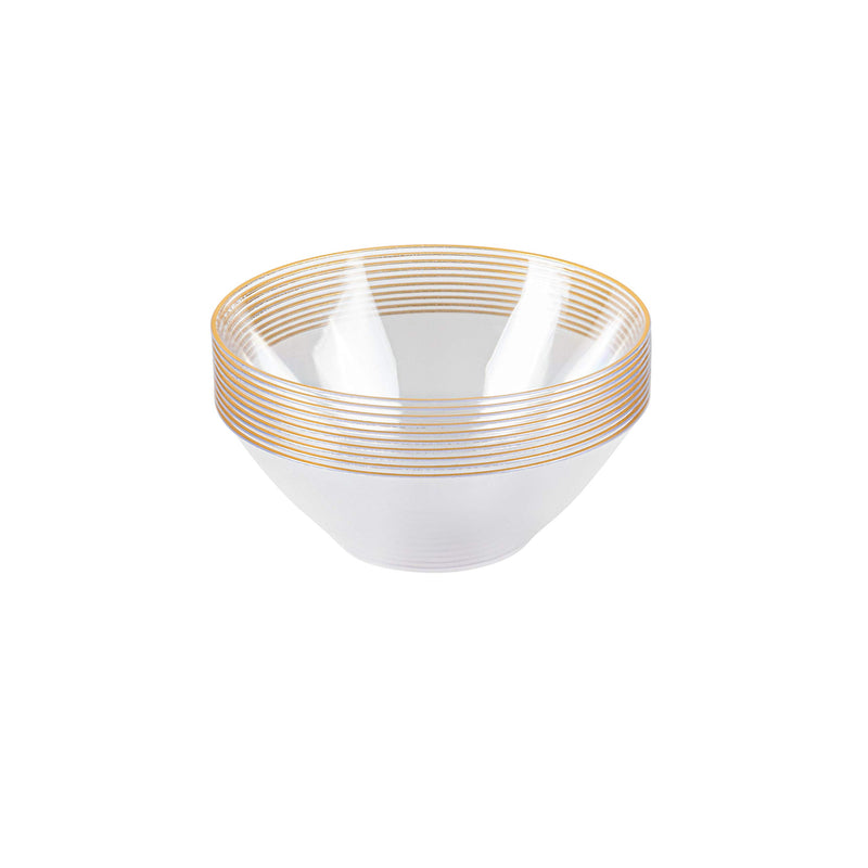 [Australia - AusPower] - [6 OZ 40 Count] Clear Plastic Organic Design Party Dessert bowls With Gold Rim Premium heavyweight Elegant Disposable Tableware Dishes 6 OUNCE BOWLS 