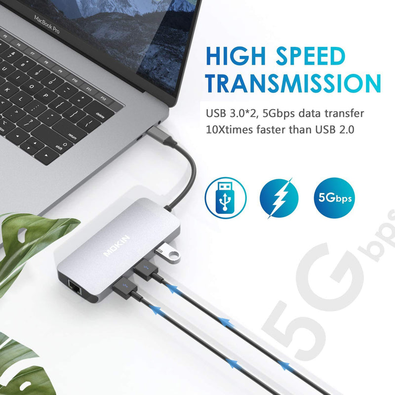 [Australia - AusPower] - USB C Adapters for MacBook Pro/Air,Mac Dongle with 3 USB Port,USB C to HDMI, USB C to RJ45 Ethernet,MOKiN 9 in 1 USB C to HDMI Adapter,100W Pd Charging, USB C to SD/TF Card Reader USB C Hub Gray 