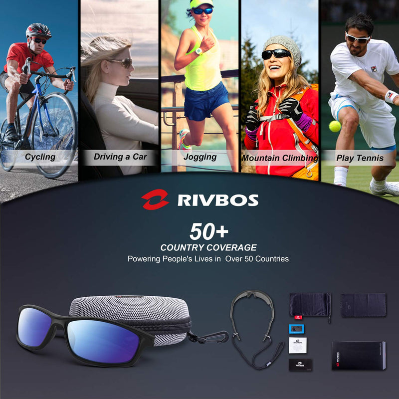 [Australia - AusPower] - RIVBOS Sunglasses for Men Women Polarized UV Protection Sports Fishing Driving Shades Cycling RB833 833-black Ice Blue Lens 