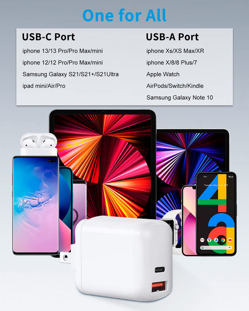 [Australia - AusPower] - USB C Charger 30W, Super Fast Charger for Samsung Galaxy S21, Deegotech Foldable Dual-Port Wall Charger Compatible with Samsung Galaxy S21/S20/S10/Note20, iPad/iPhone 13 Pro max 