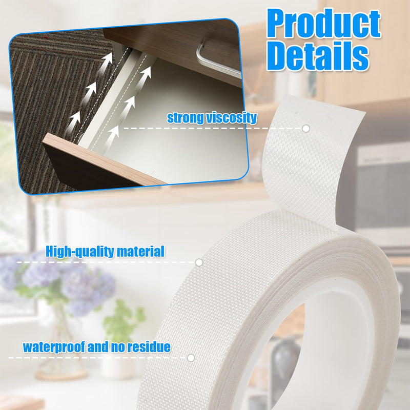 [Australia - AusPower] - lasuroa 0.59" x 32.81ft 2 Rolls Low Friction Tape, PTFE Tapes Drawer Slide Tape Abrasion Resistance Anti Squeak Tape Surface Protection for Wood, Cabinet, Curtain, Furniture (White) 