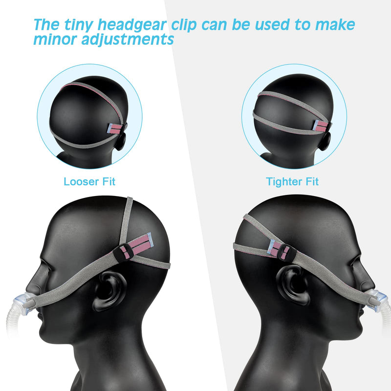 [Australia - AusPower] - Airfit P10 / N30 Headgear Strap Upgraded CPAP Mask Replacement Straps Fully Adjustable Design Quickfit Elastic Fit for Resmed P10 / N30 Nasal Pillow System - Pink//Grey (2-Pack) Pink/Gray 