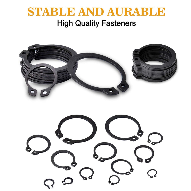 [Australia - AusPower] - VIGRUE 315Pcs Snap Ring Shop Assortment Alloy Steel External Circlip Snap Retaining Clip Rings Set, 15 Sizes 